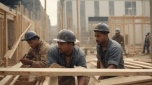 Hantverkare på byggarbetsplats